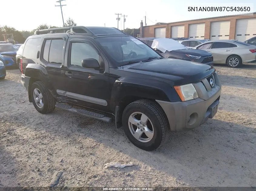 2007 Nissan Xterra Se VIN: 5N1AN08W87C543650 Lot: 45565570