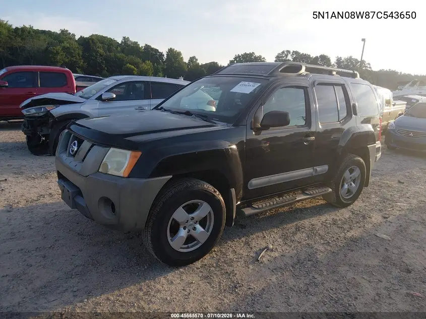 2007 Nissan Xterra Se VIN: 5N1AN08W87C543650 Lot: 45565570