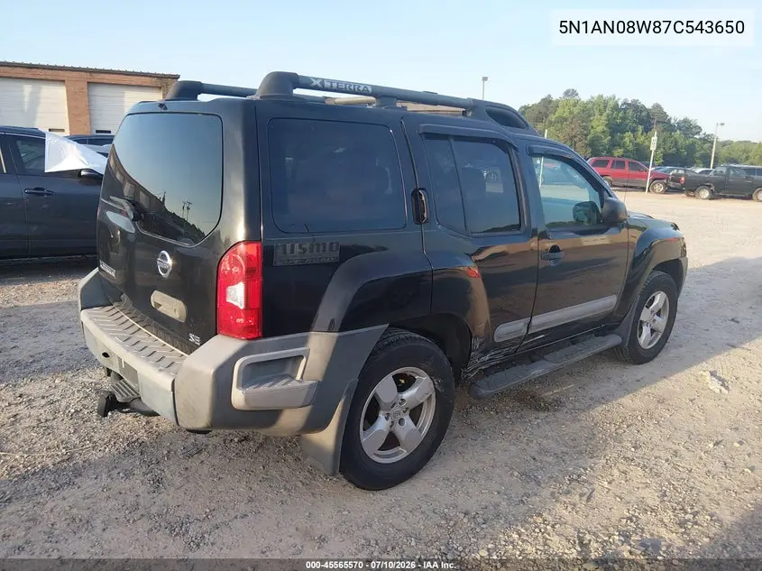2007 Nissan Xterra Se VIN: 5N1AN08W87C543650 Lot: 45565570