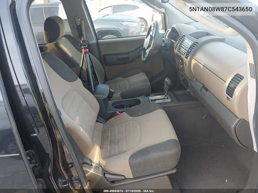 2007 Nissan Xterra Se VIN: 5N1AN08W87C543650 Lot: 45565570