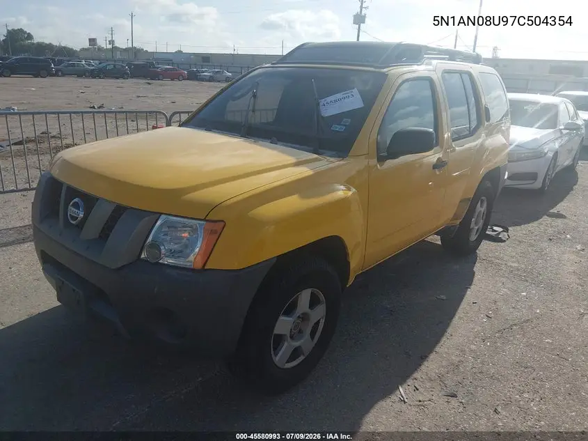 2007 Nissan Xterra S VIN: 5N1AN08U97C504354 Lot: 45580993