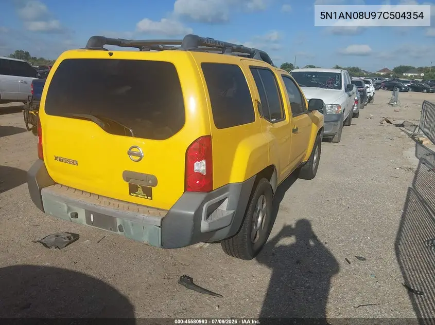 2007 Nissan Xterra S VIN: 5N1AN08U97C504354 Lot: 45580993