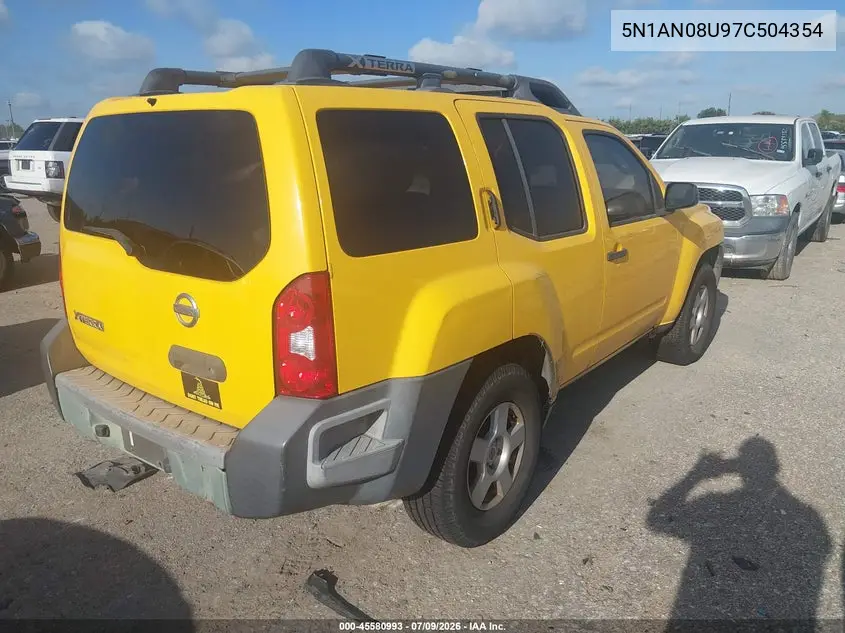 2007 Nissan Xterra S VIN: 5N1AN08U97C504354 Lot: 45580993