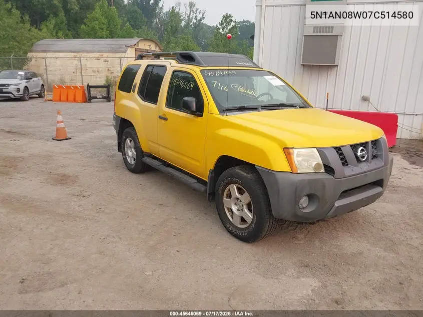2007 Nissan Xterra S VIN: 5N1AN08W07C514580 Lot: 45646069
