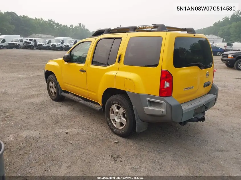 2007 Nissan Xterra S VIN: 5N1AN08W07C514580 Lot: 45646069