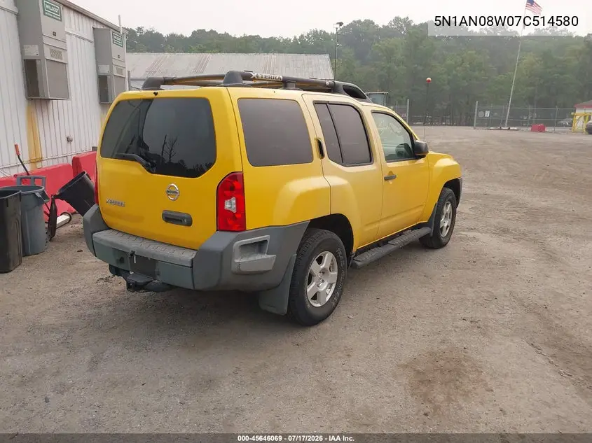 2007 Nissan Xterra S VIN: 5N1AN08W07C514580 Lot: 45646069