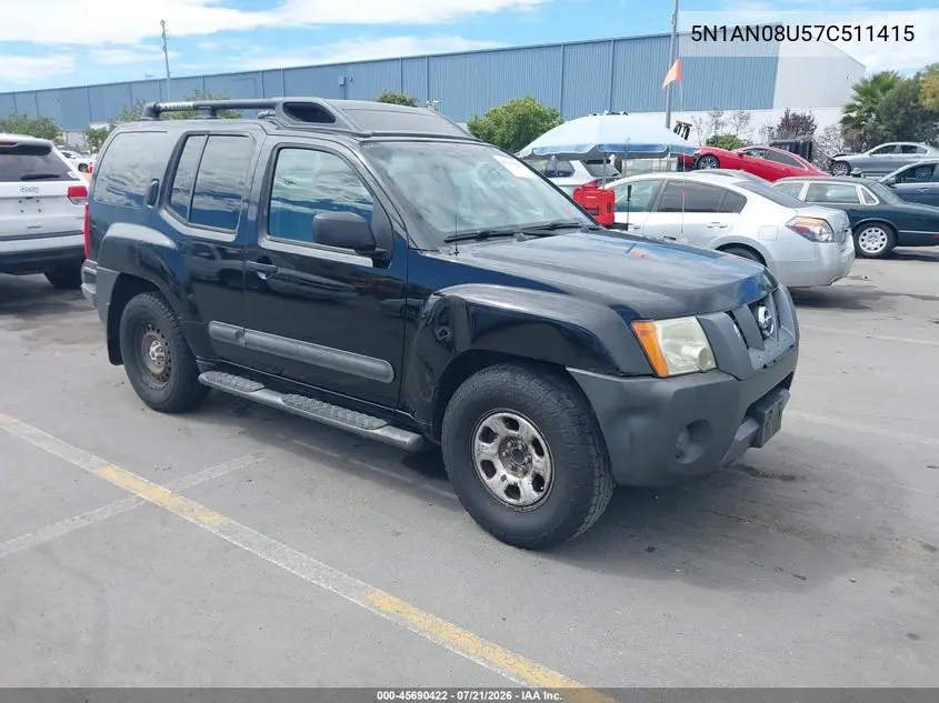 2007 Nissan Xterra X VIN: 5N1AN08U57C511415 Lot: 45690422