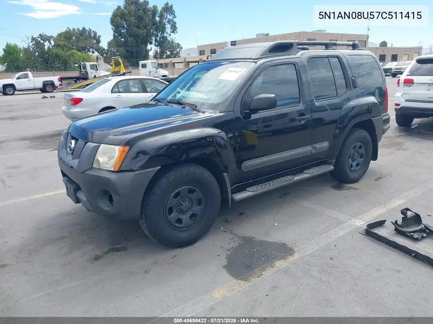 2007 Nissan Xterra X VIN: 5N1AN08U57C511415 Lot: 45690422