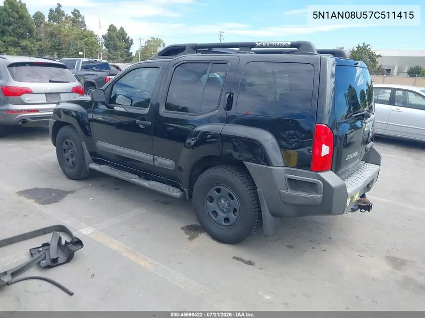2007 Nissan Xterra X VIN: 5N1AN08U57C511415 Lot: 45690422