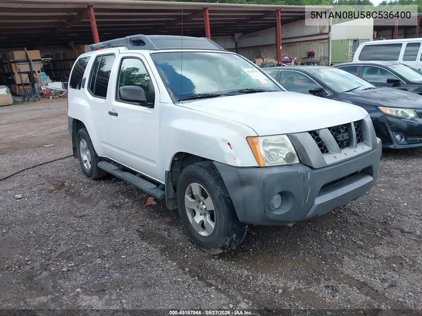 2008 Nissan Xterra S VIN: 5N1AN08U58C536400 Lot: 45187046