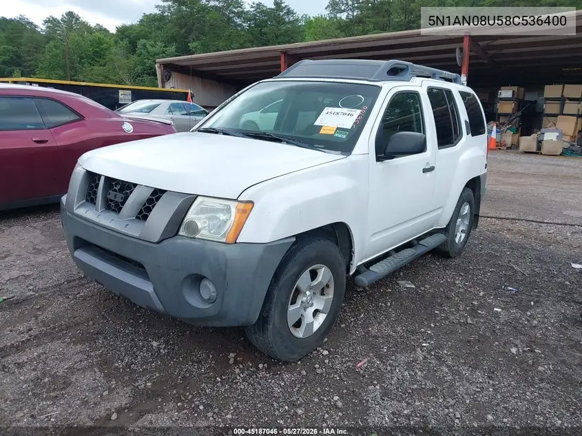 2008 Nissan Xterra S VIN: 5N1AN08U58C536400 Lot: 45187046