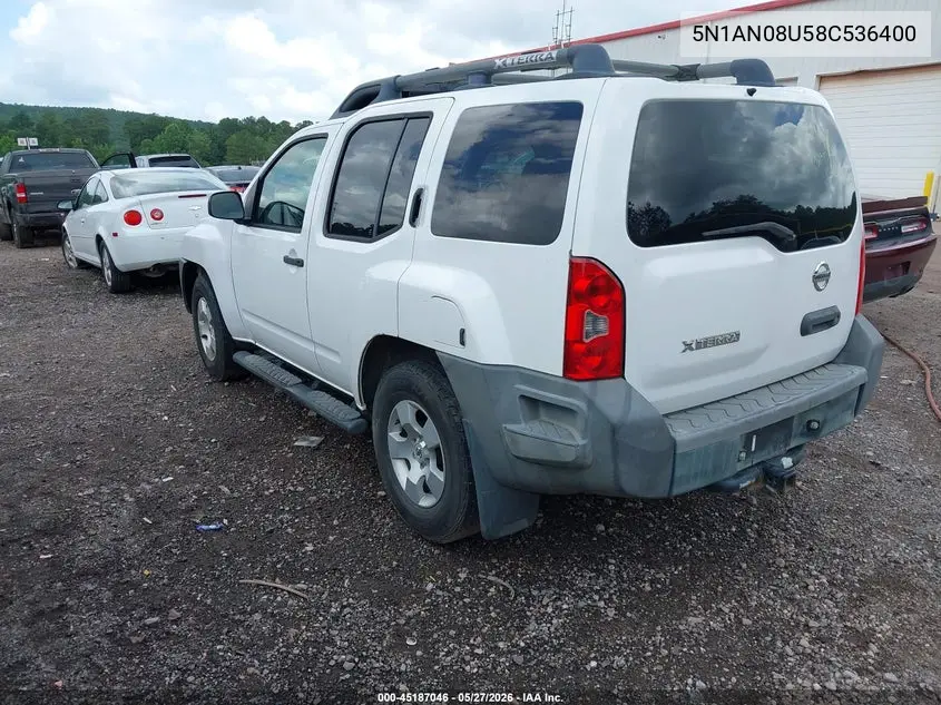 2008 Nissan Xterra S VIN: 5N1AN08U58C536400 Lot: 45187046