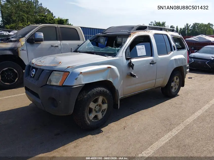 2008 Nissan Xterra S VIN: 5N1AN08U88C501432 Lot: 45251193