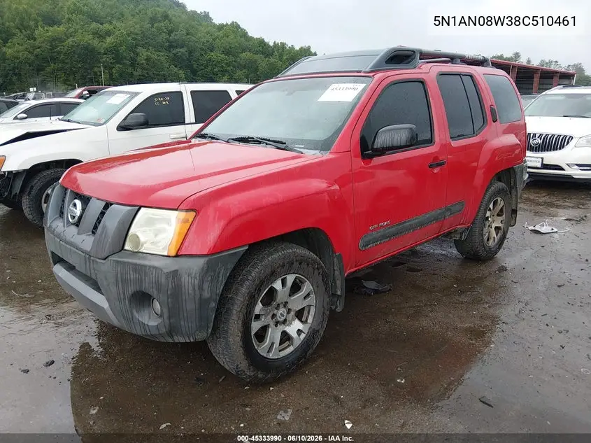 2008 Nissan Xterra Off Road VIN: 5N1AN08W38C510461 Lot: 45333990