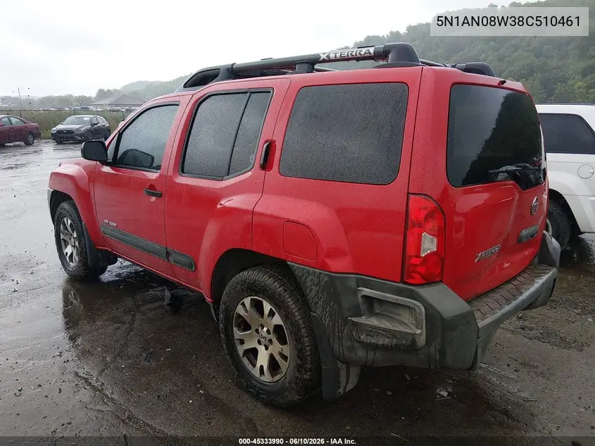 2008 Nissan Xterra Off Road VIN: 5N1AN08W38C510461 Lot: 45333990