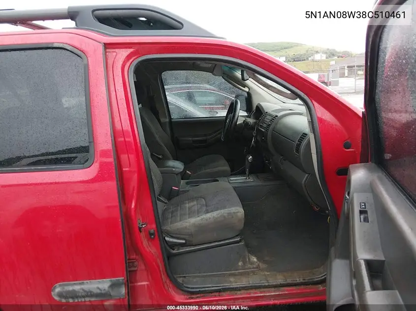 2008 Nissan Xterra Off Road VIN: 5N1AN08W38C510461 Lot: 45333990