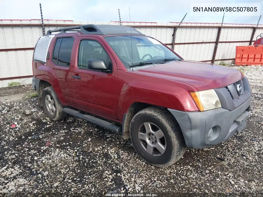 2008 Nissan Xterra S VIN: 5N1AN08W58C507805 Lot: 45369761