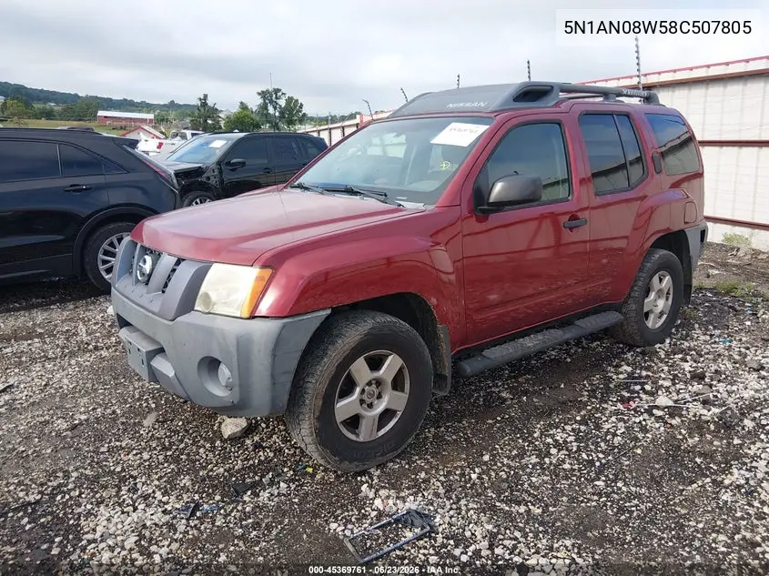 2008 Nissan Xterra S VIN: 5N1AN08W58C507805 Lot: 45369761