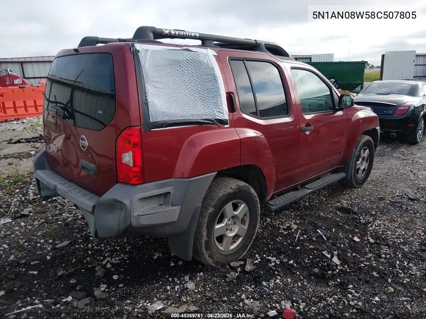 2008 Nissan Xterra S VIN: 5N1AN08W58C507805 Lot: 45369761
