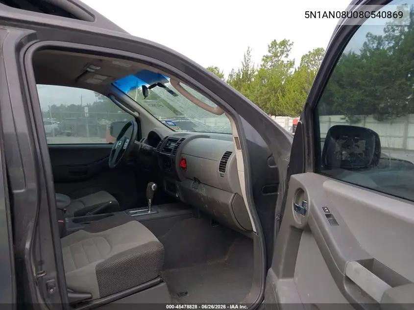 2008 Nissan Xterra S VIN: 5N1AN08U08C540869 Lot: 45478828