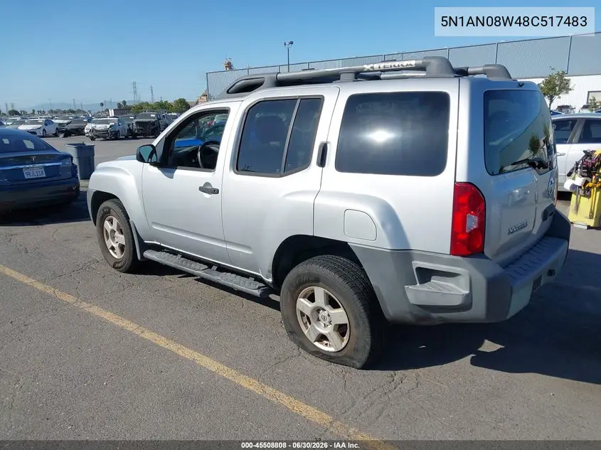 2008 Nissan Xterra S VIN: 5N1AN08W48C517483 Lot: 45508808