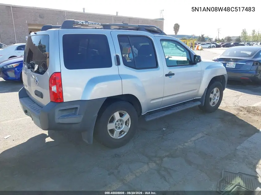 2008 Nissan Xterra S VIN: 5N1AN08W48C517483 Lot: 45508808