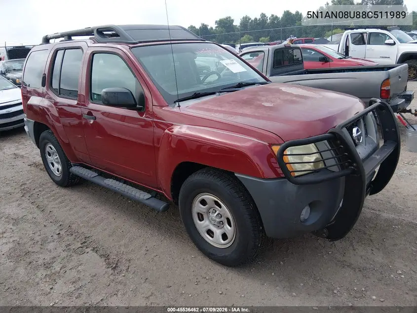 2008 Nissan Xterra X VIN: 5N1AN08U88C511989 Lot: 45536462