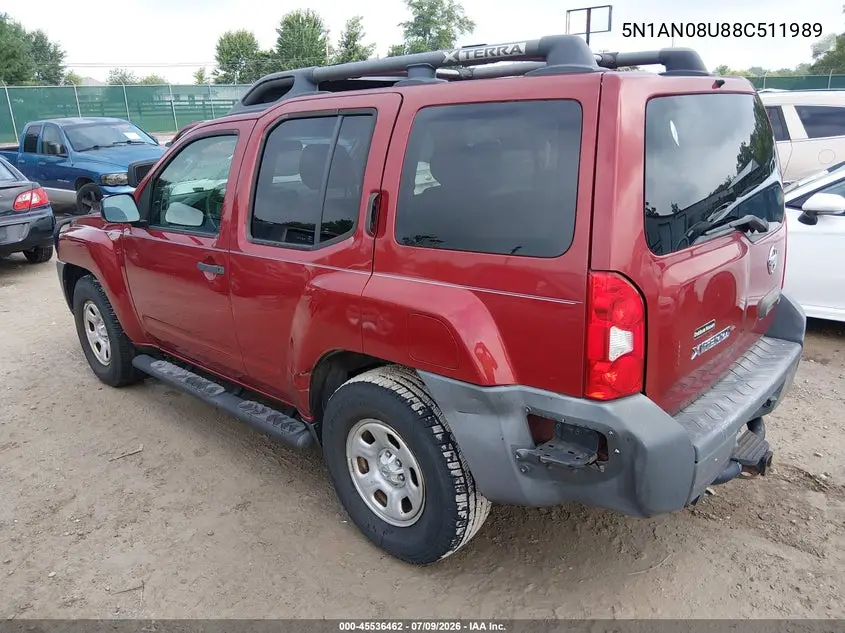 2008 Nissan Xterra X VIN: 5N1AN08U88C511989 Lot: 45536462