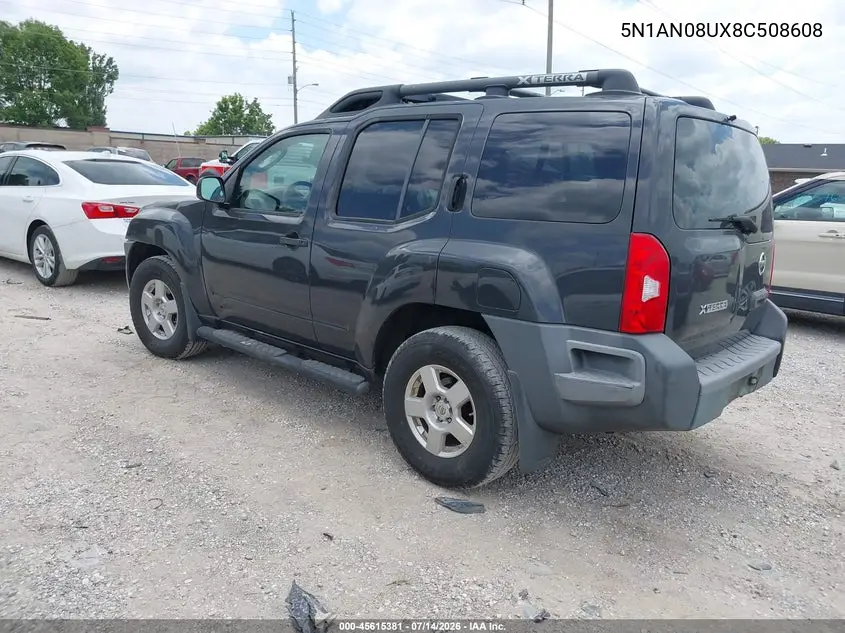 2008 Nissan Xterra S VIN: 5N1AN08UX8C508608 Lot: 45615381