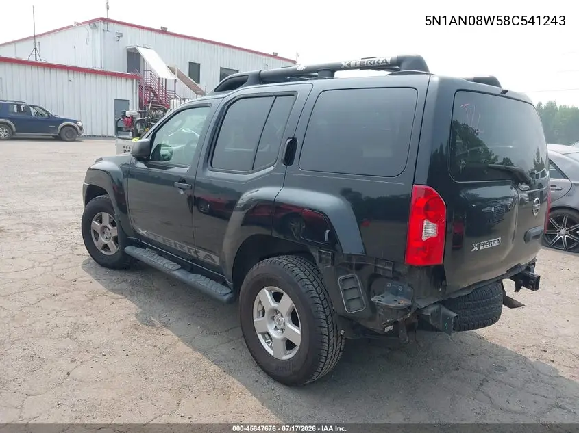 2008 Nissan Xterra S VIN: 5N1AN08W58C541243 Lot: 45647676