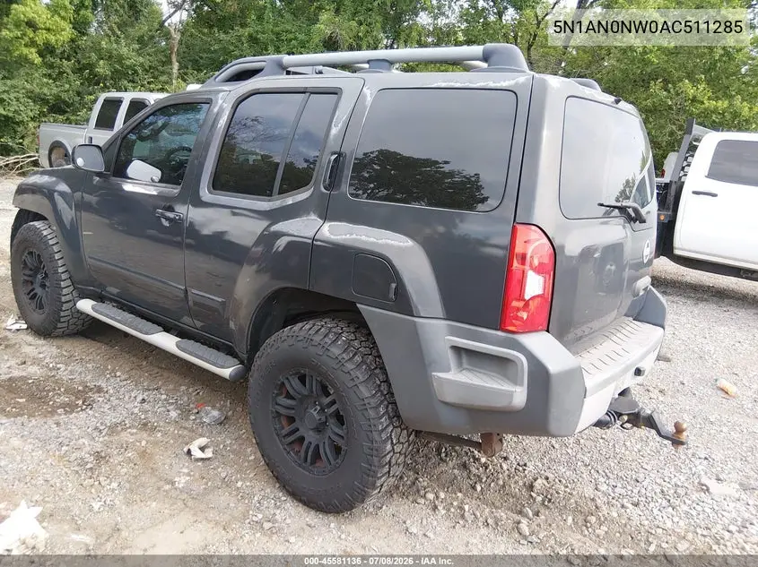 2010 Nissan Xterra Se VIN: 5N1AN0NW0AC511285 Lot: 45581136