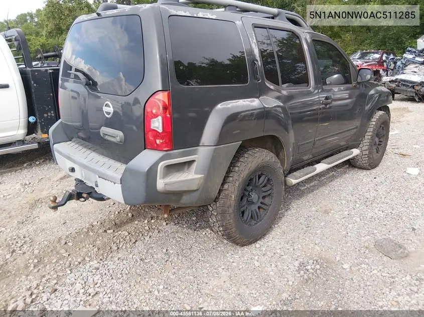 2010 Nissan Xterra Se VIN: 5N1AN0NW0AC511285 Lot: 45581136