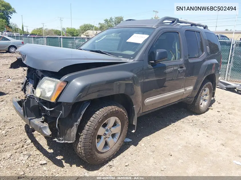 2011 Nissan Xterra S VIN: 5N1AN0NW6BC502494 Lot: 45261884