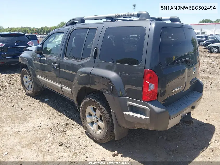 2011 Nissan Xterra S VIN: 5N1AN0NW6BC502494 Lot: 45261884