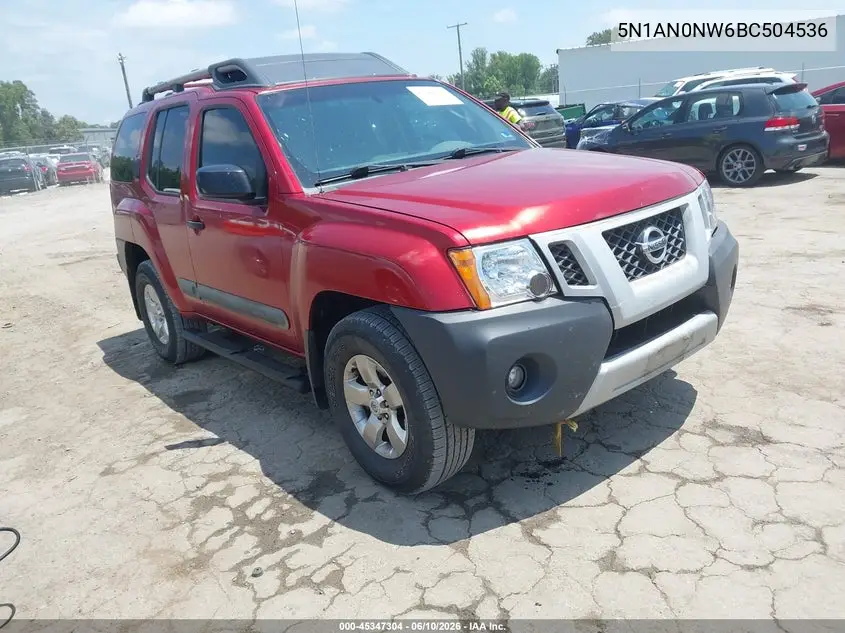 2011 Nissan Xterra S VIN: 5N1AN0NW6BC504536 Lot: 45347304