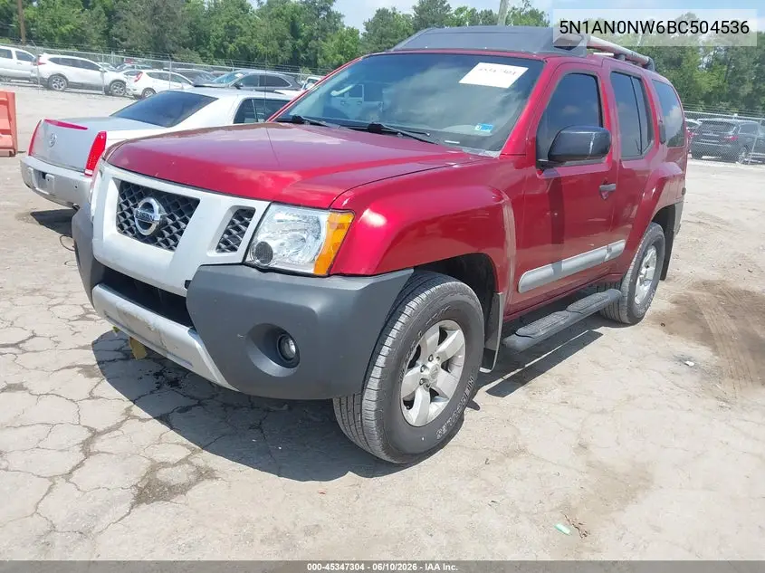 2011 Nissan Xterra S VIN: 5N1AN0NW6BC504536 Lot: 45347304