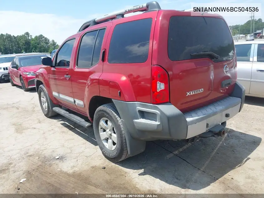 2011 Nissan Xterra S VIN: 5N1AN0NW6BC504536 Lot: 45347304