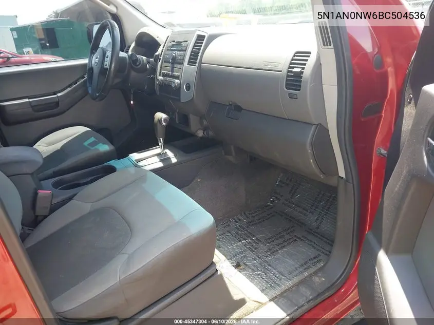 2011 Nissan Xterra S VIN: 5N1AN0NW6BC504536 Lot: 45347304