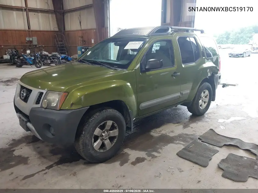 2011 Nissan Xterra S VIN: 5N1AN0NWXBC519170 Lot: 45505529