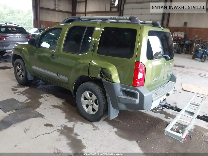 2011 Nissan Xterra S VIN: 5N1AN0NWXBC519170 Lot: 45505529