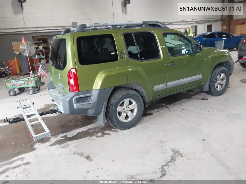 2011 Nissan Xterra S VIN: 5N1AN0NWXBC519170 Lot: 45505529