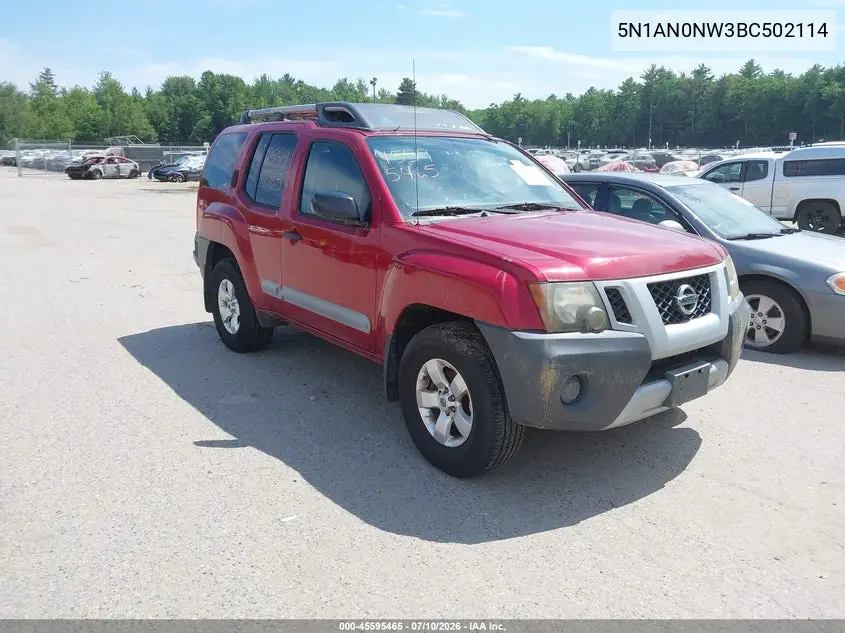 2011 Nissan Xterra S VIN: 5N1AN0NW3BC502114 Lot: 45595465