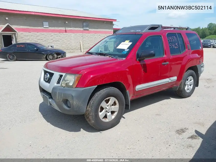 2011 Nissan Xterra S VIN: 5N1AN0NW3BC502114 Lot: 45595465