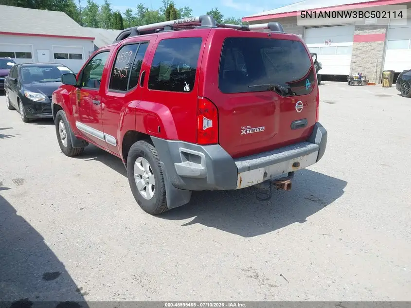 2011 Nissan Xterra S VIN: 5N1AN0NW3BC502114 Lot: 45595465