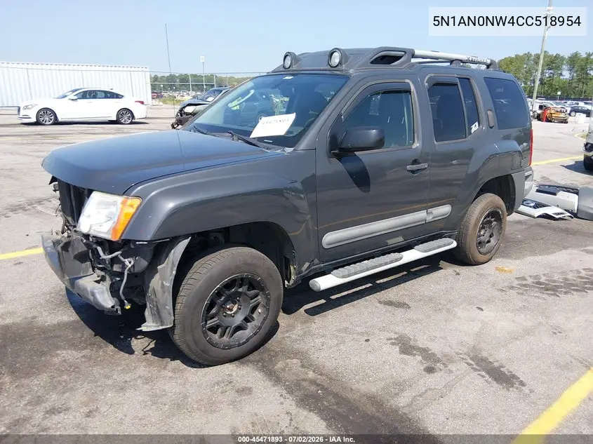 2012 Nissan Xterra Pro-4X VIN: 5N1AN0NW4CC518954 Lot: 45471893