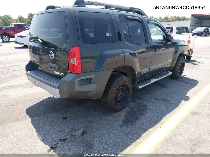 2012 Nissan Xterra Pro-4X VIN: 5N1AN0NW4CC518954 Lot: 45471893