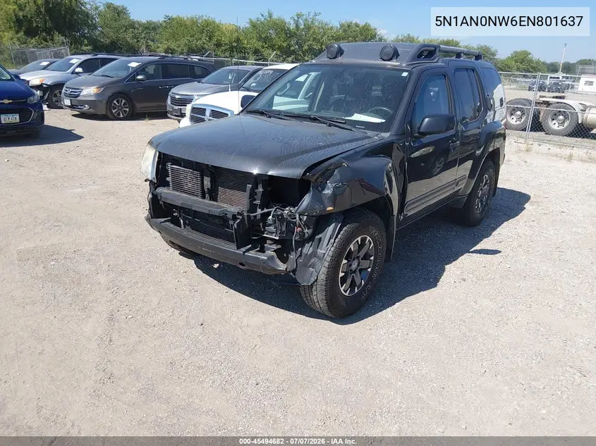 2014 Nissan Xterra Pro-4X VIN: 5N1AN0NW6EN801637 Lot: 45494682