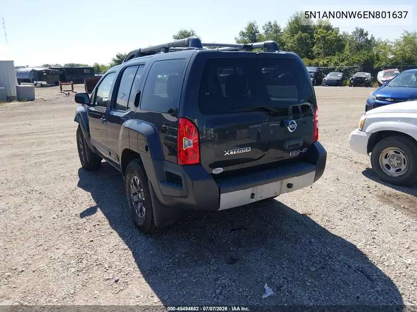2014 Nissan Xterra Pro-4X VIN: 5N1AN0NW6EN801637 Lot: 45494682