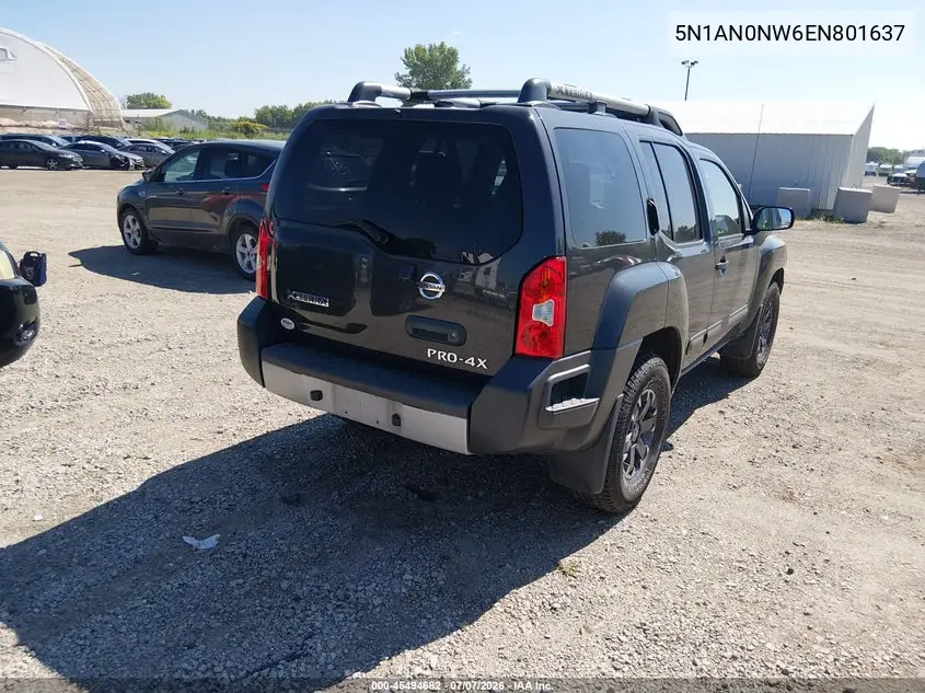 2014 Nissan Xterra Pro-4X VIN: 5N1AN0NW6EN801637 Lot: 45494682