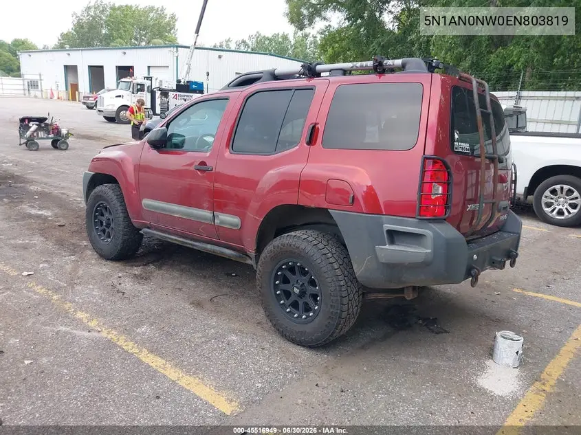 2014 Nissan Xterra Pro-4X VIN: 5N1AN0NW0EN803819 Lot: 45516949